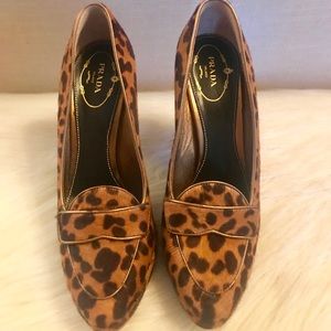 Prada leopard loafers look high heels